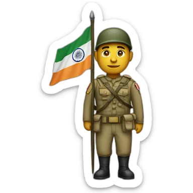 a soldier holding Indian Flag sticker