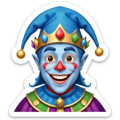 crazy funny colorful human jolly joker, medieval, vintage, court jester, mac os icon, blue color sticker
