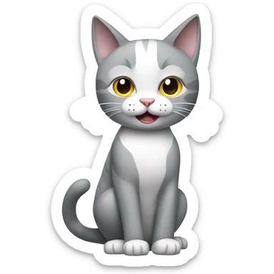 Gray and white cat holding knife sticker