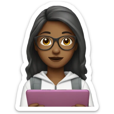 Casual girl with tablet sticker