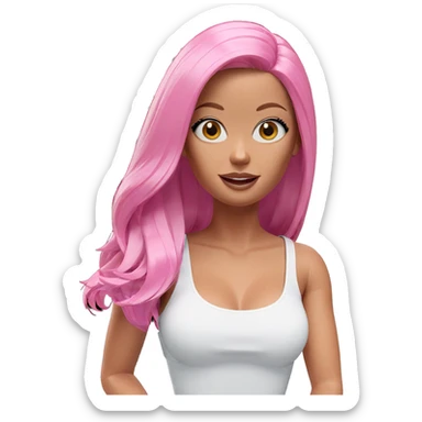 smiling girl with pink hair sticker