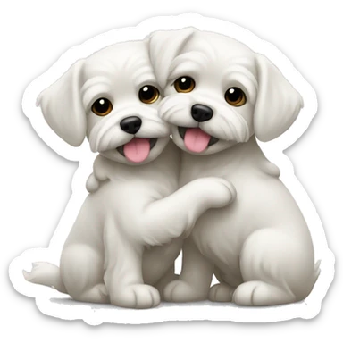 Tow Maltese dogs hugging each other  sticker