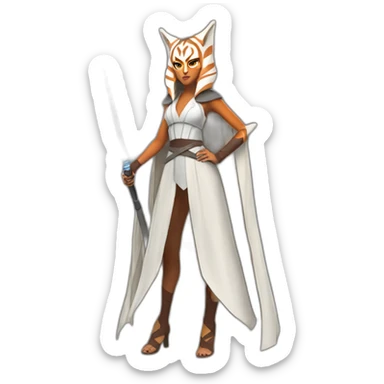 voluptuous ahsoka tano (full body, horns) white cloak sticker