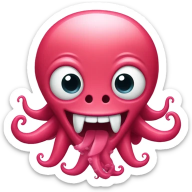 happy red / pink kraken sticker