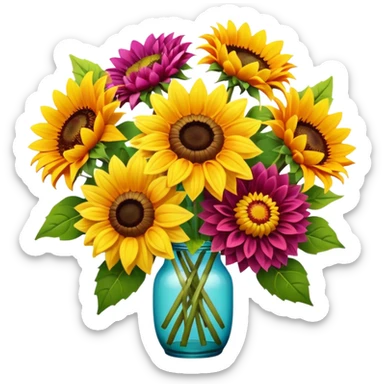 Sunflower and Dahlia bouquet  sticker