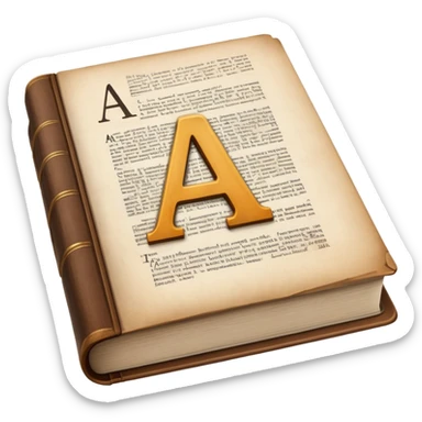 English dictionary book with letter A visible sticker