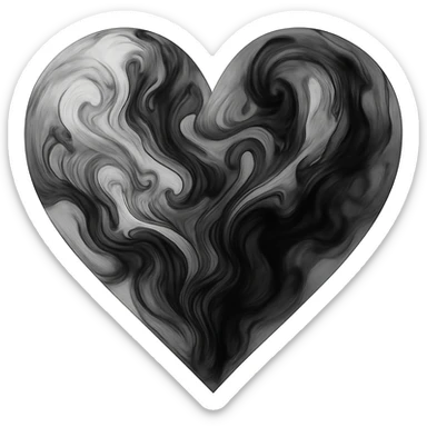heart with a swirling ink-in-water effect sticker