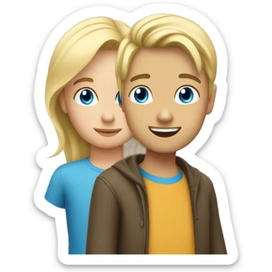 two people talking face to face blond hair blue eyes mom and son sticker