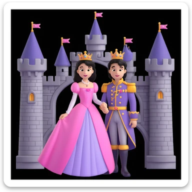 prince and princess disny dress close up photo in castle sticker