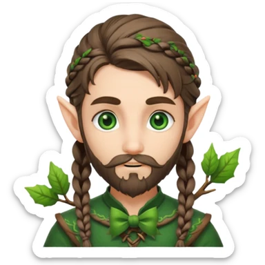 Forest elf with braided beard and bow sticker