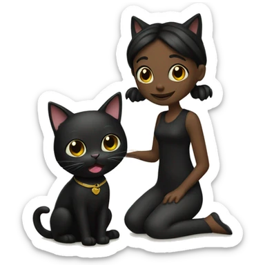 Black cat with a girl sticker
