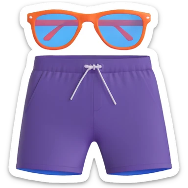beach swim shorts and separate sunglasses arranged together in same image sticker