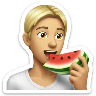 A person eating watermelon  sticker