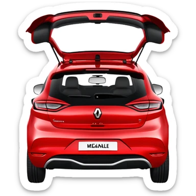 Renault Megane E-Tech electric car, rear view, red color with hatchback design sticker