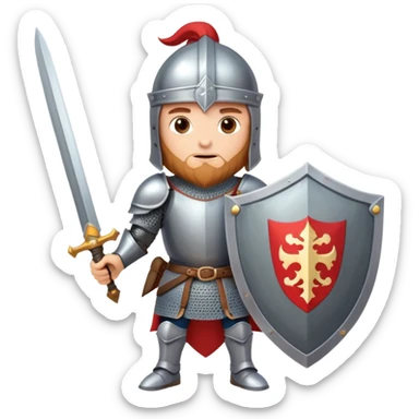 Brave knight on a quest with shield and sword sticker