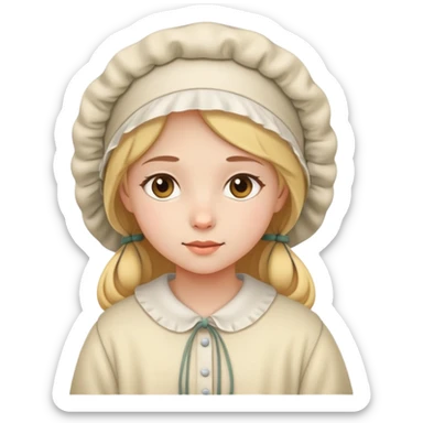 girl about to go to bed with a bonnet sticker