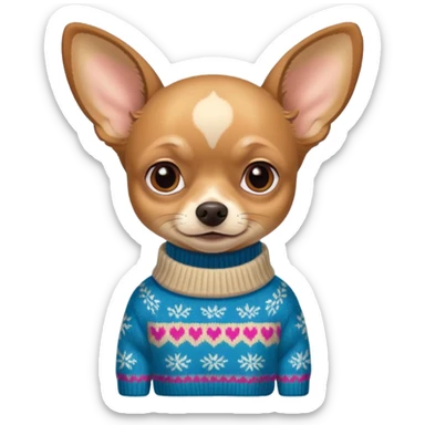 
 Standing all tan deer-head chihuahua wearing a sweater sticker