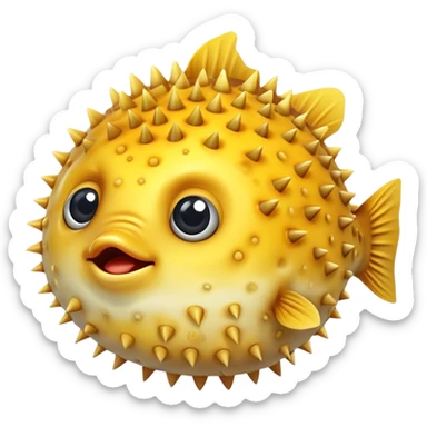 Yellow round cute puffer fish  sticker