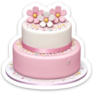 Pastel shiny glittery pastel pink and white Sakura flowers cake with sprinkles on top sticker