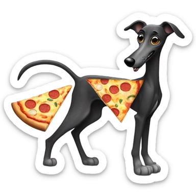 Black greyhound eating pizza sticker