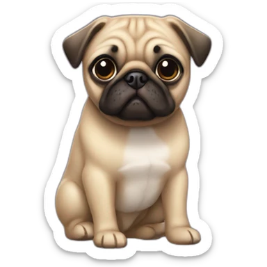 Perro-pug-niña sticker