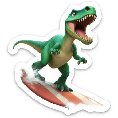 surfing dinosaur sticker