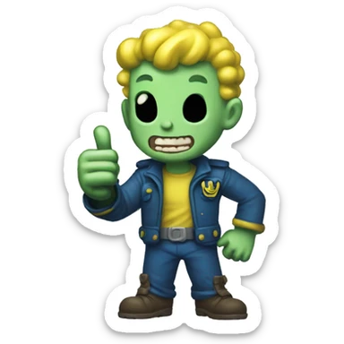 Vault boy ghoul cute thumbs up sticker