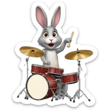 rabbit playing drums sticker