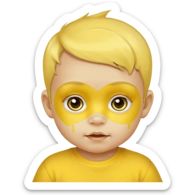 baby with yellow face paint and yellow shirt sticker