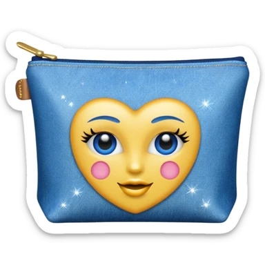 Denim cosmetic bag glittery sticker