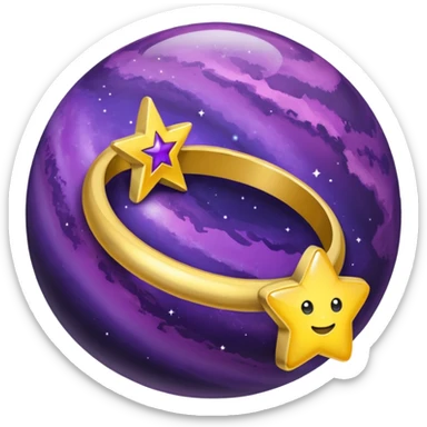 Purple planet, yellow star rings sticker