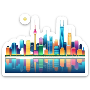 City skyline at night  sticker