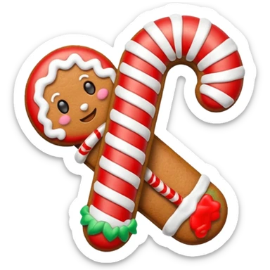 gingerbread cookie in candy cane shape sticker