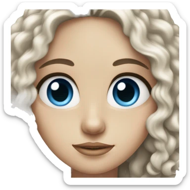 White Girl with long, Black curly hair and blue eyes  sticker