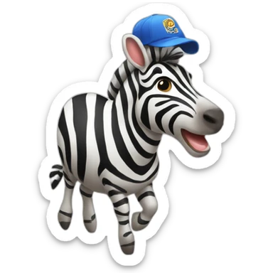 Hopping zebra wearing cap sticker