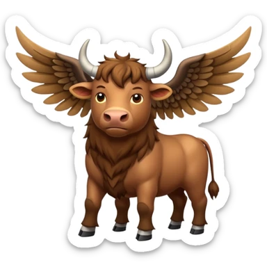 winged ox emoji light brown body visible too wings on the shoulders (4 legs) sticker