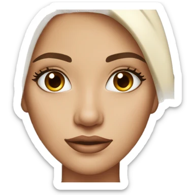 Beautiful Woman with straight dark brown hair and amber eyes with long eyelashes  sticker