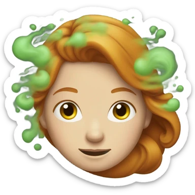 ginger haired girl with green smoke sticker