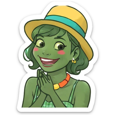 girl crossing his hands on his neck laughing  sticker