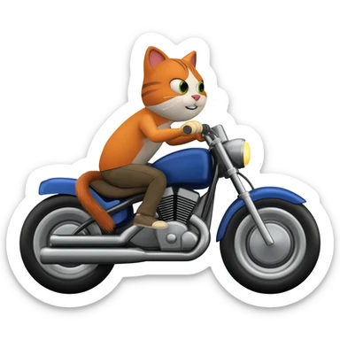 Cat riding a motorcycle sticker