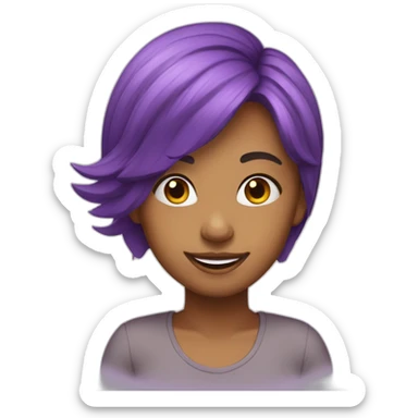 A girl imogi with purple hair smiling sticker