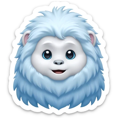 Cinematic Cute Yeti Portrait Emoji, with a charming, small, fluffy form in soft snowy whites and cool blues, featuring big, innocent eyes and a shy, gentle smile, simplified yet irresistibly endearing, highly detailed with a soft glowing outline that captures the whimsical charm of a friendly yeti ready for a cuddle! sticker