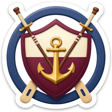 Emoji: Maroon circle, inside is a navy shield with cream outline. Shield has grapes and an anchor. Two cream hockey sticks behind. Cream text "ОДЕЩИНА KIDS sticker