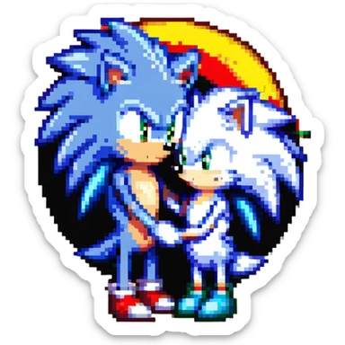 Sonic the Hedgehog and Silver the Hedgehog hugging each other sticker