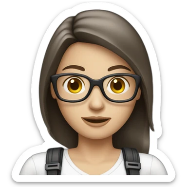 white brunette woman photographer sticker