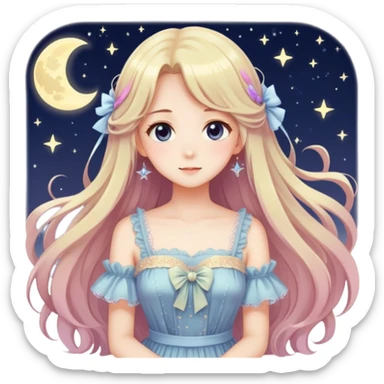 Pastel warm-colored romantic vintage gorgeous beautiful lush sensual sweet cute anime sparkly Moonlight date sticker
