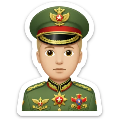 Generate a photorealistic Russian general in a green general's uniform. maximum quality and realism sticker