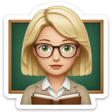 librarian teacher with short wavy blonde hair and green eyes sticker