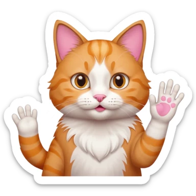 the cat waves his hand sticker