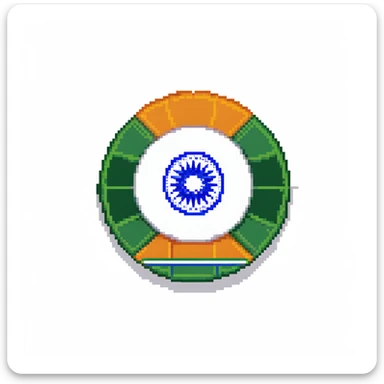 India flag with three horizontal bands - saffron at top, white in middle with blue wheel, and green at bottom sticker